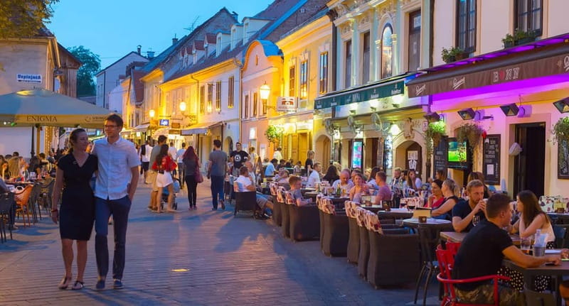 Zagreb: City and WWII Tunnels Walking Tour - Down toward Tkalčićeva: turning sightseeing into dinner plans